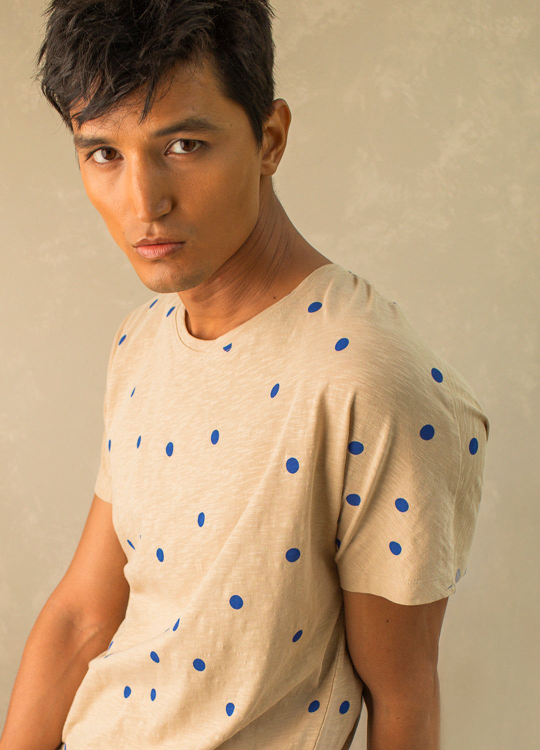 Cobalt Polka Chiller Sustainable Cotton Classic Tees For Men Online