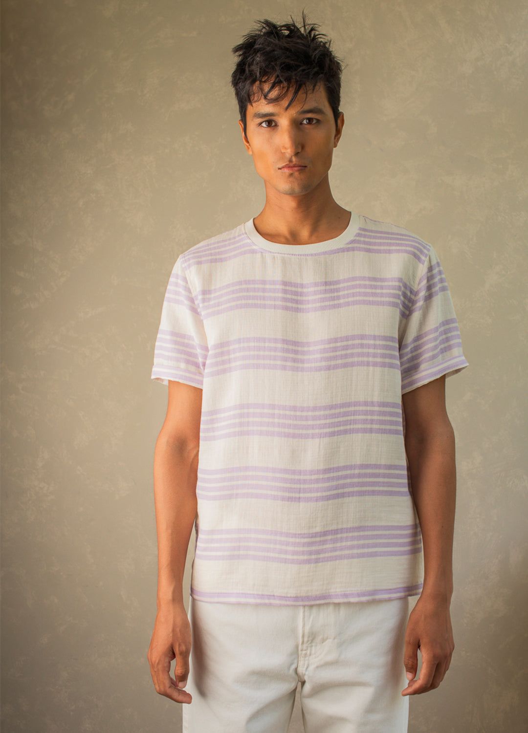 Lavender Stripe Muslin Tee