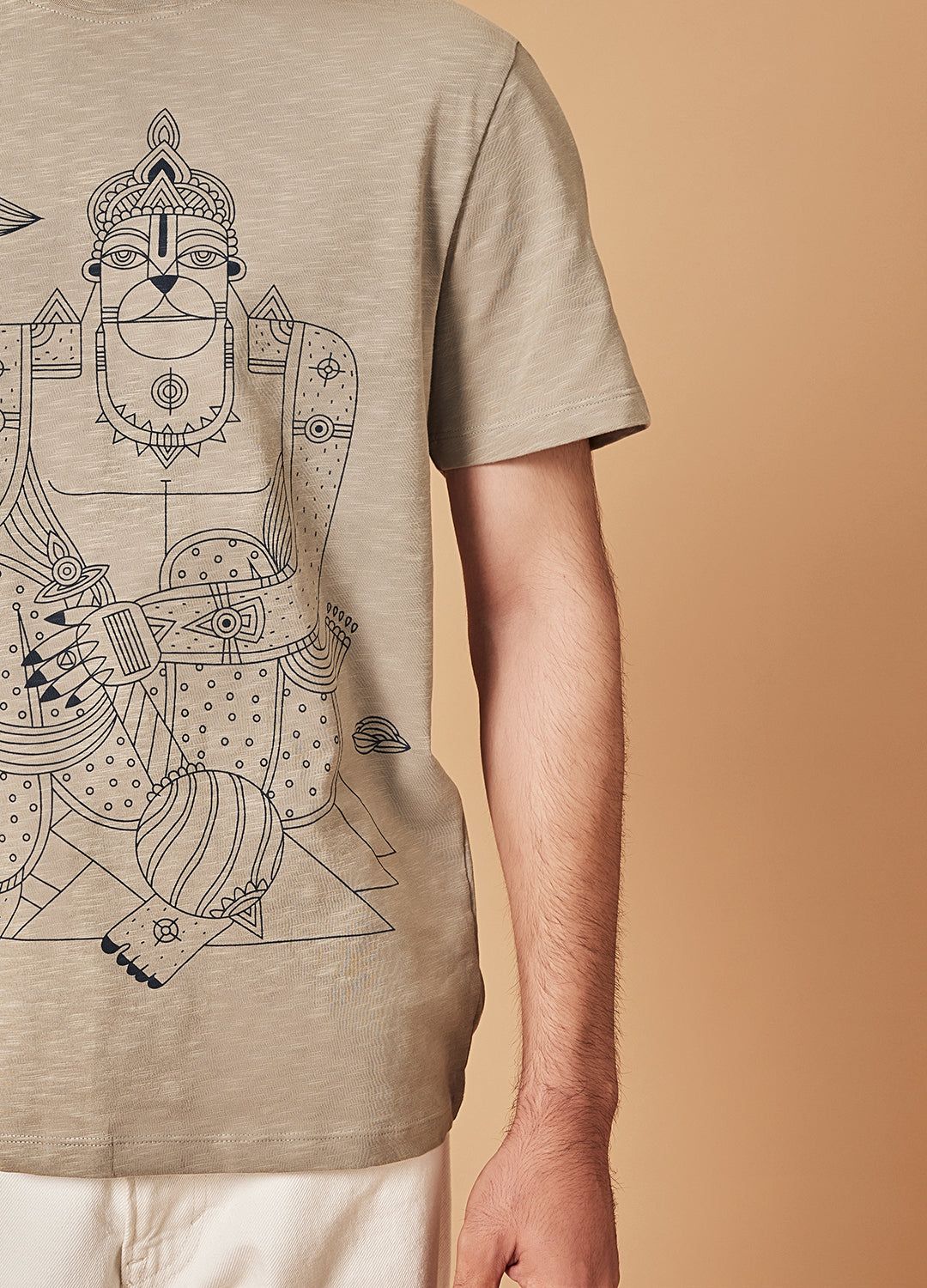 Holy Beige God Printed Organic Cotton Classic Tee For Men Online