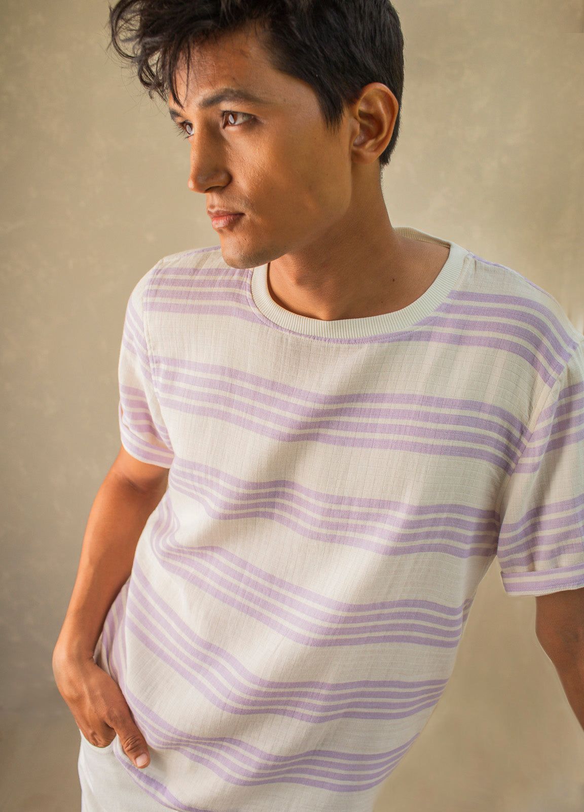 Lavender Stripe Muslin Tee