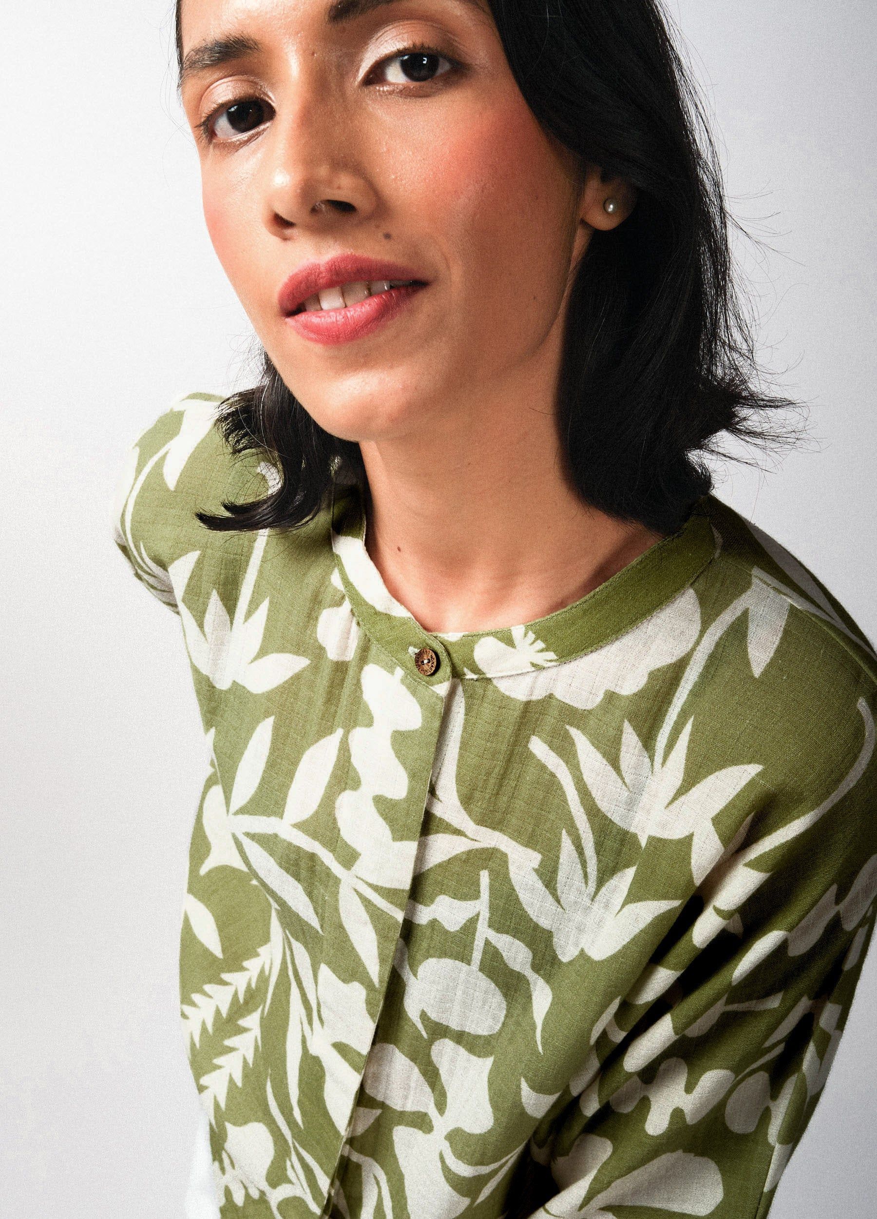 Matcha Garden Kimono Shirt