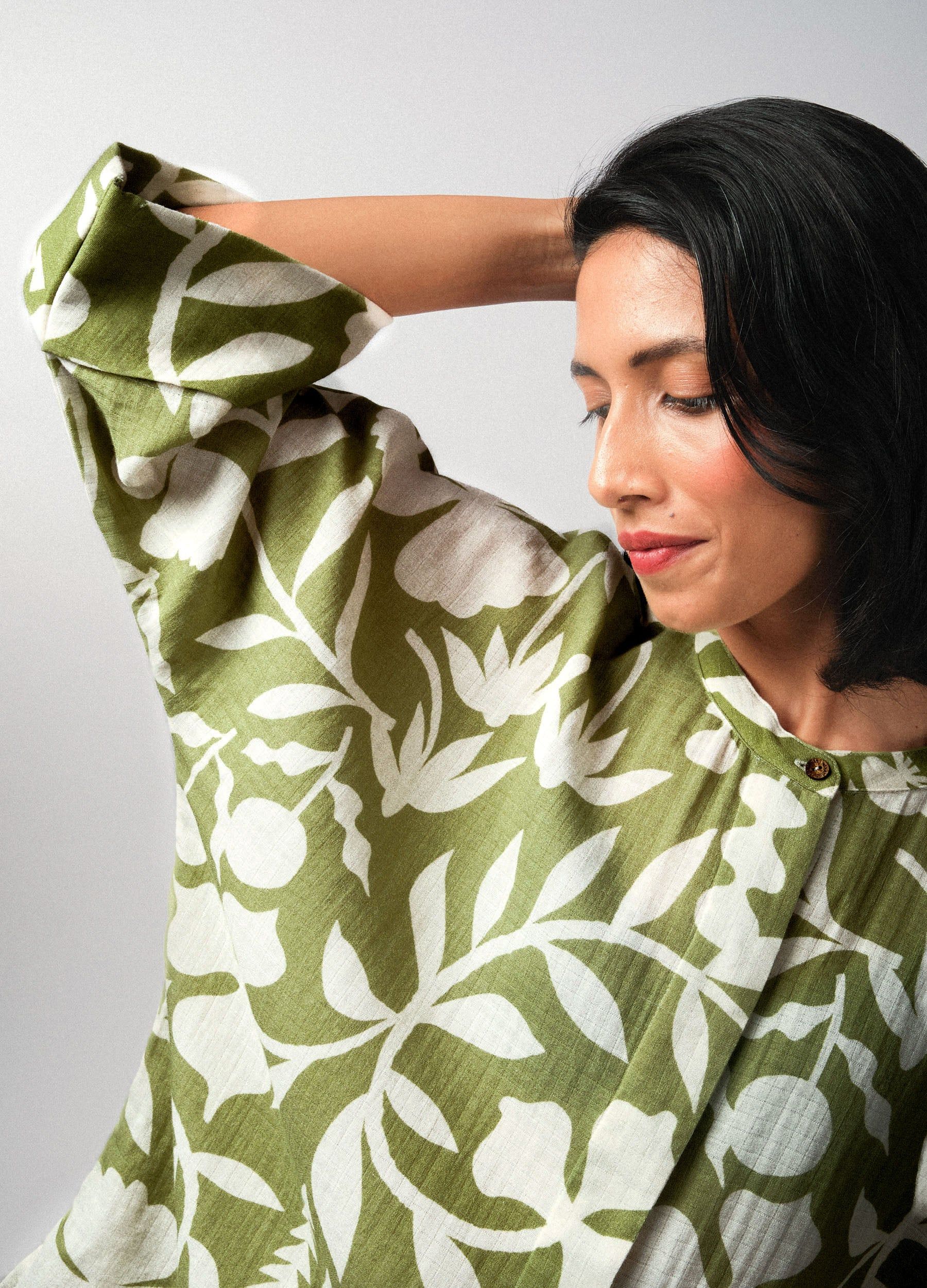 Matcha Garden Kimono Shirt