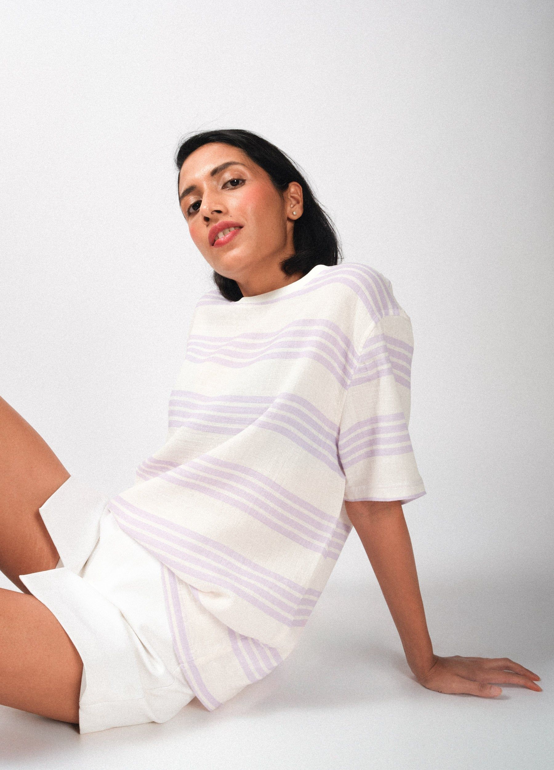 Lavender Stripe Muslin Tee