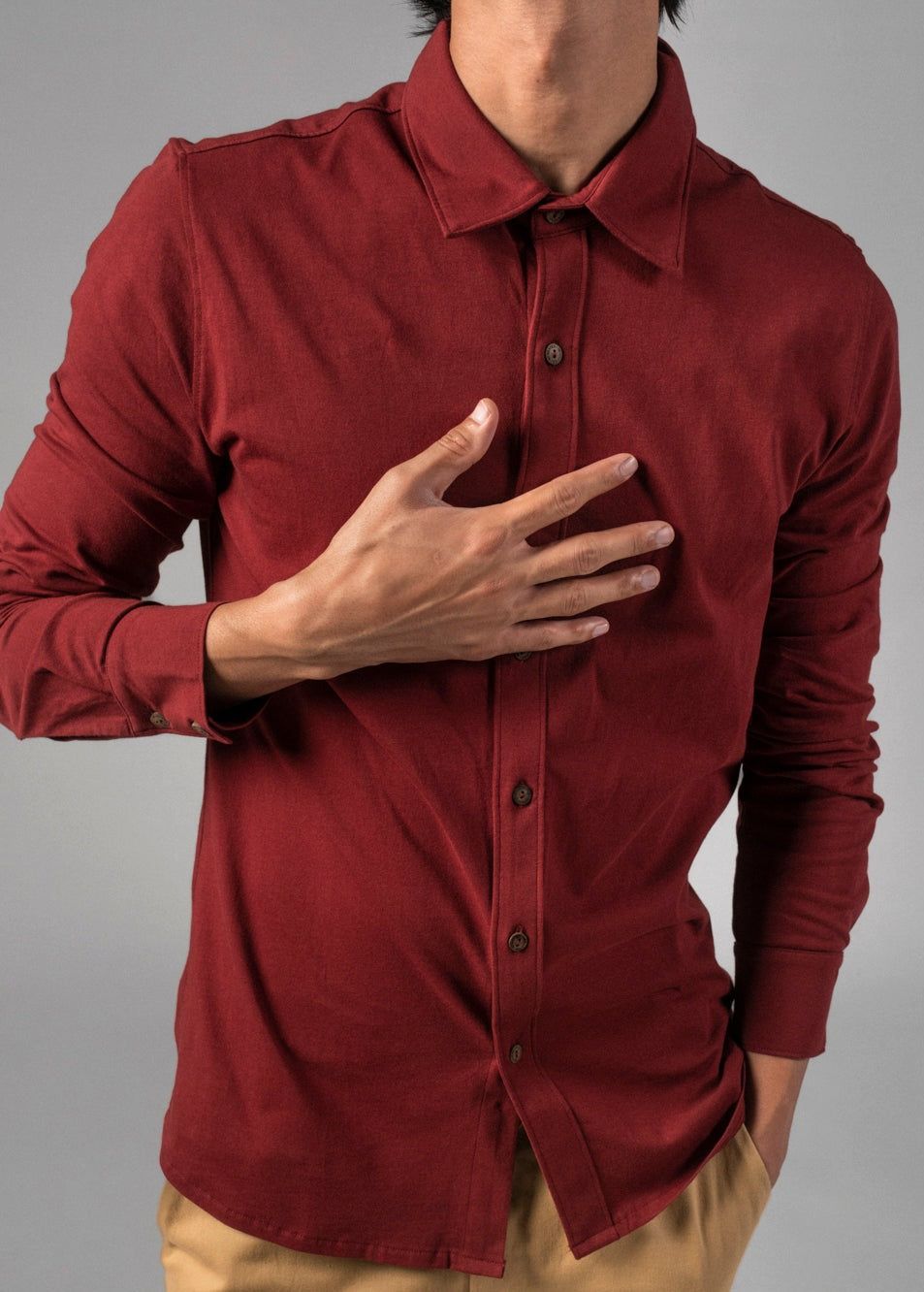 Syrah Red Organic Cotton Sustainable Knit Shirt for Men Online