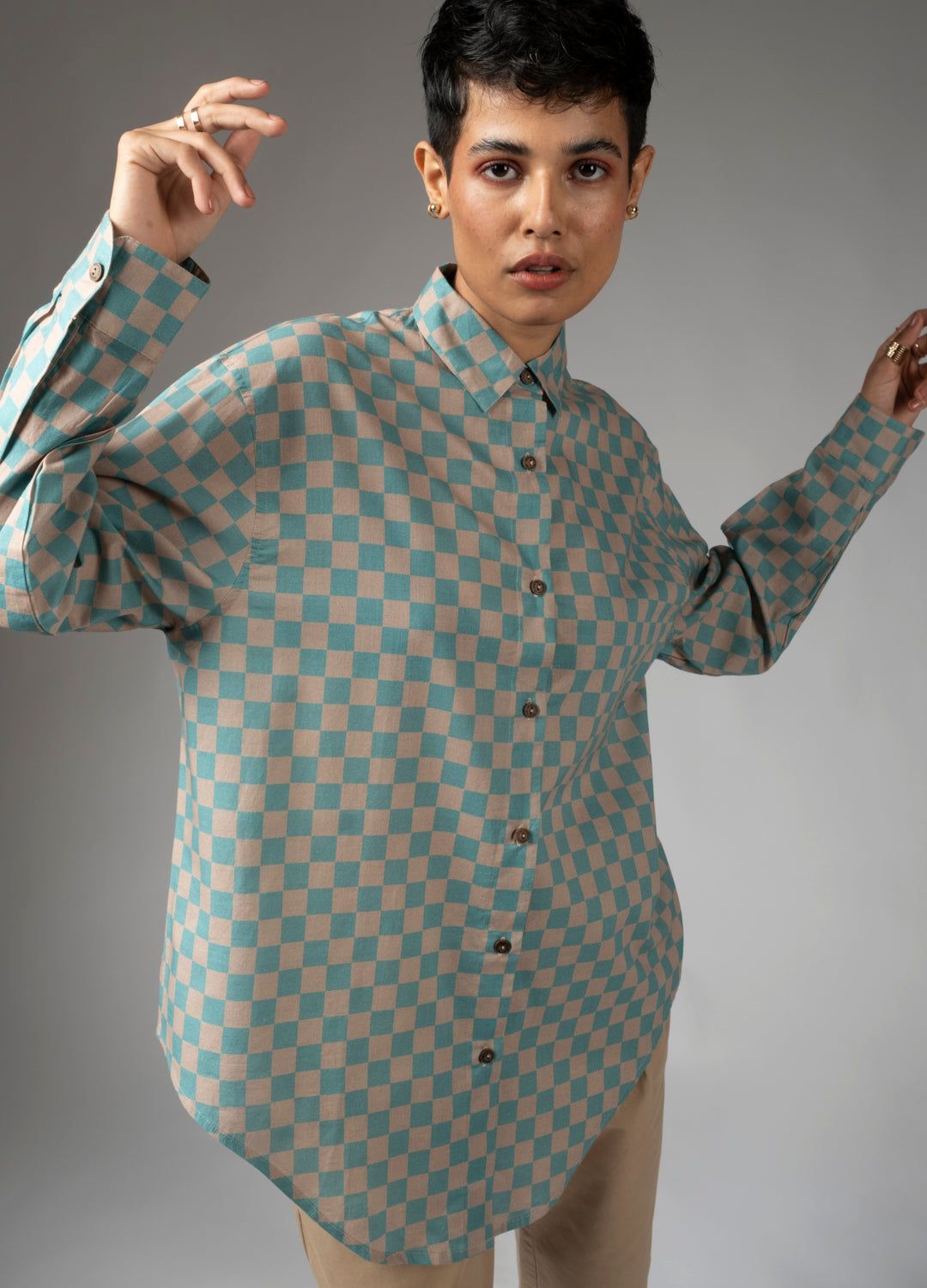 Trellis Organic Cotton Checkers Shirt Dress For Women Online