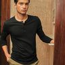 Black Sustainable Organic Cotton Henley T Shirt For Men Online