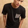 Black Pocket Sustainable Cotton Round Neck T Shirt For Men Online