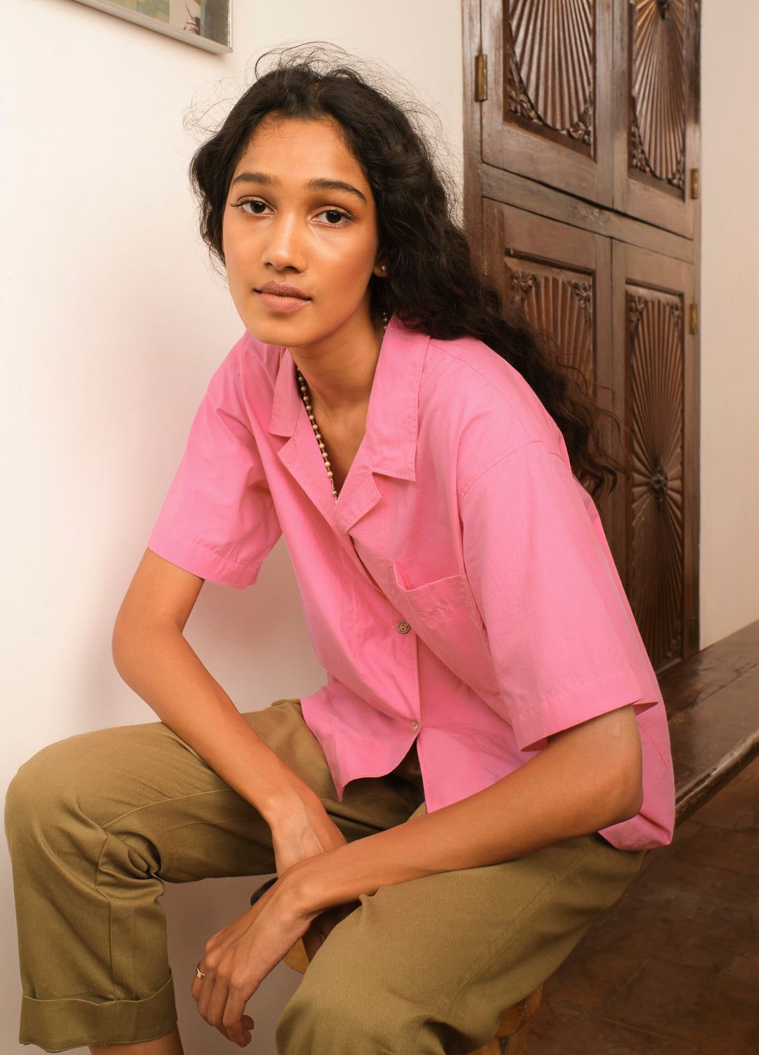 Bubblegum Easy Pink Cotton Summer Shirt For Women Online