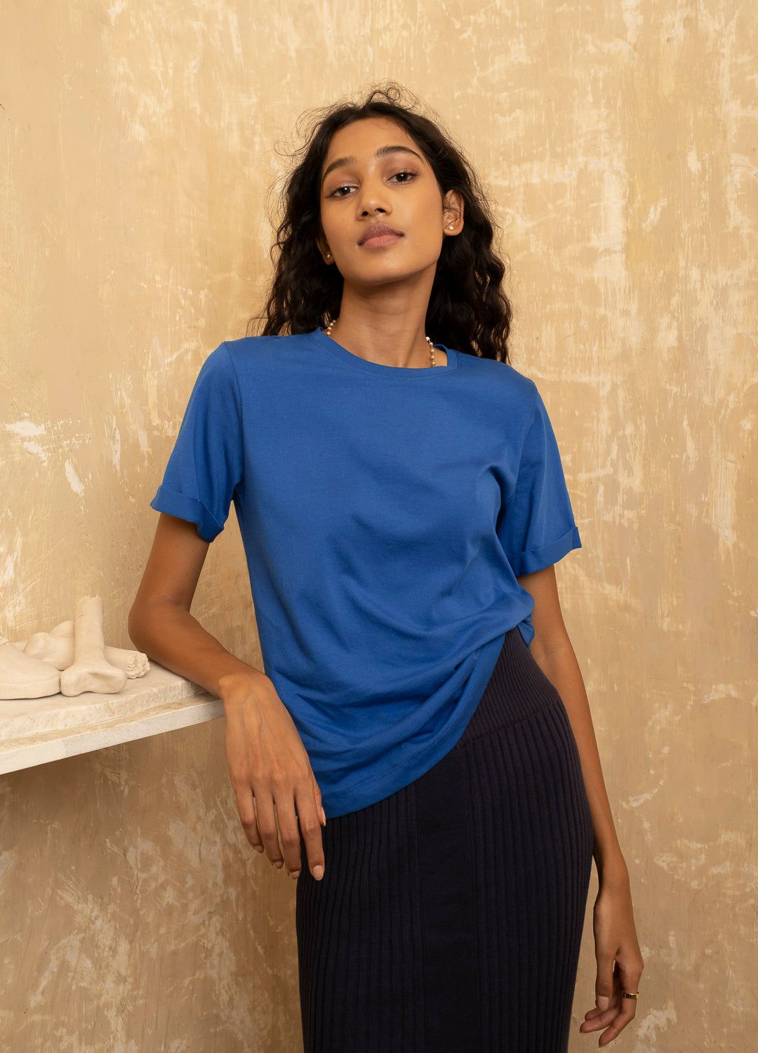 Cobalt Basic Blue Organic Cotton T Shirt For Women Online