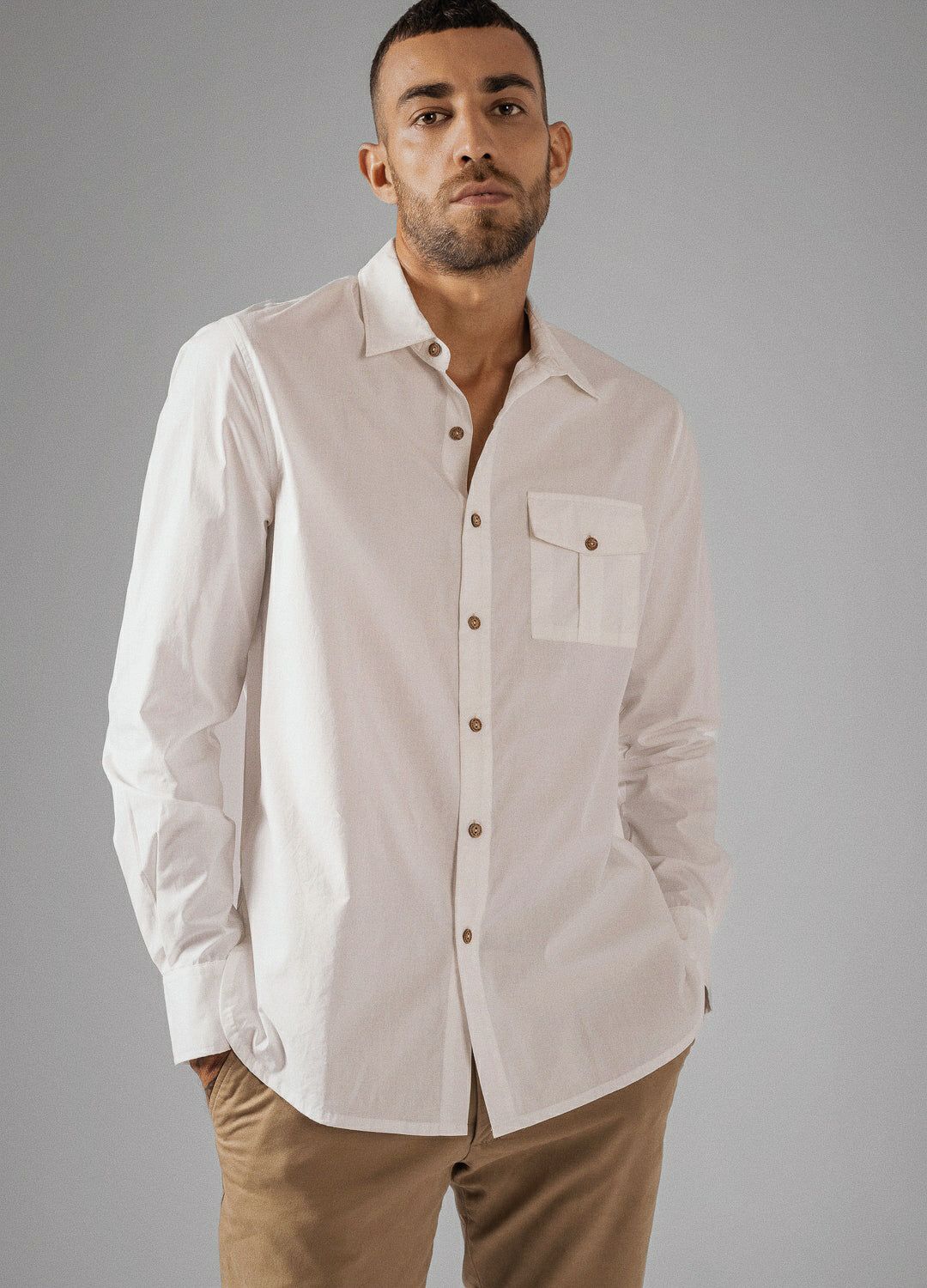  Coconut Milk White Organic Cotton Full Sleeve Everyday Shirt For Men Online