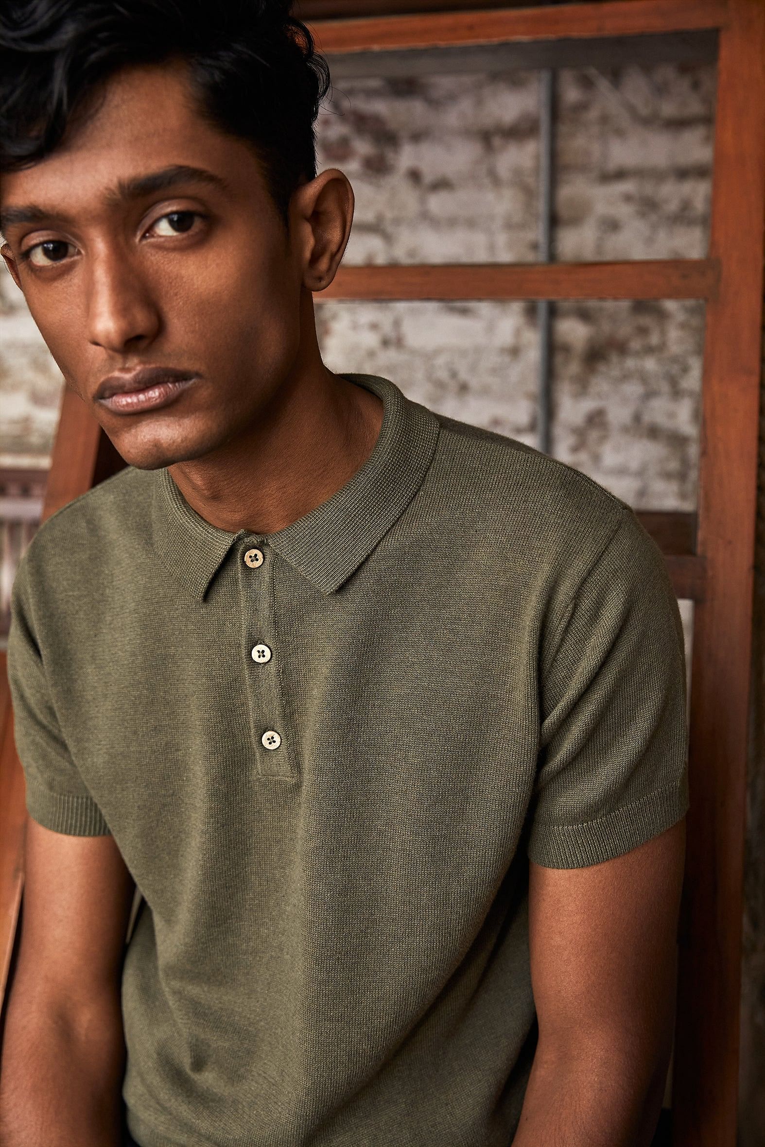 Olive Green Sustainable Organic Cotton Polo T Shirt For Men Online