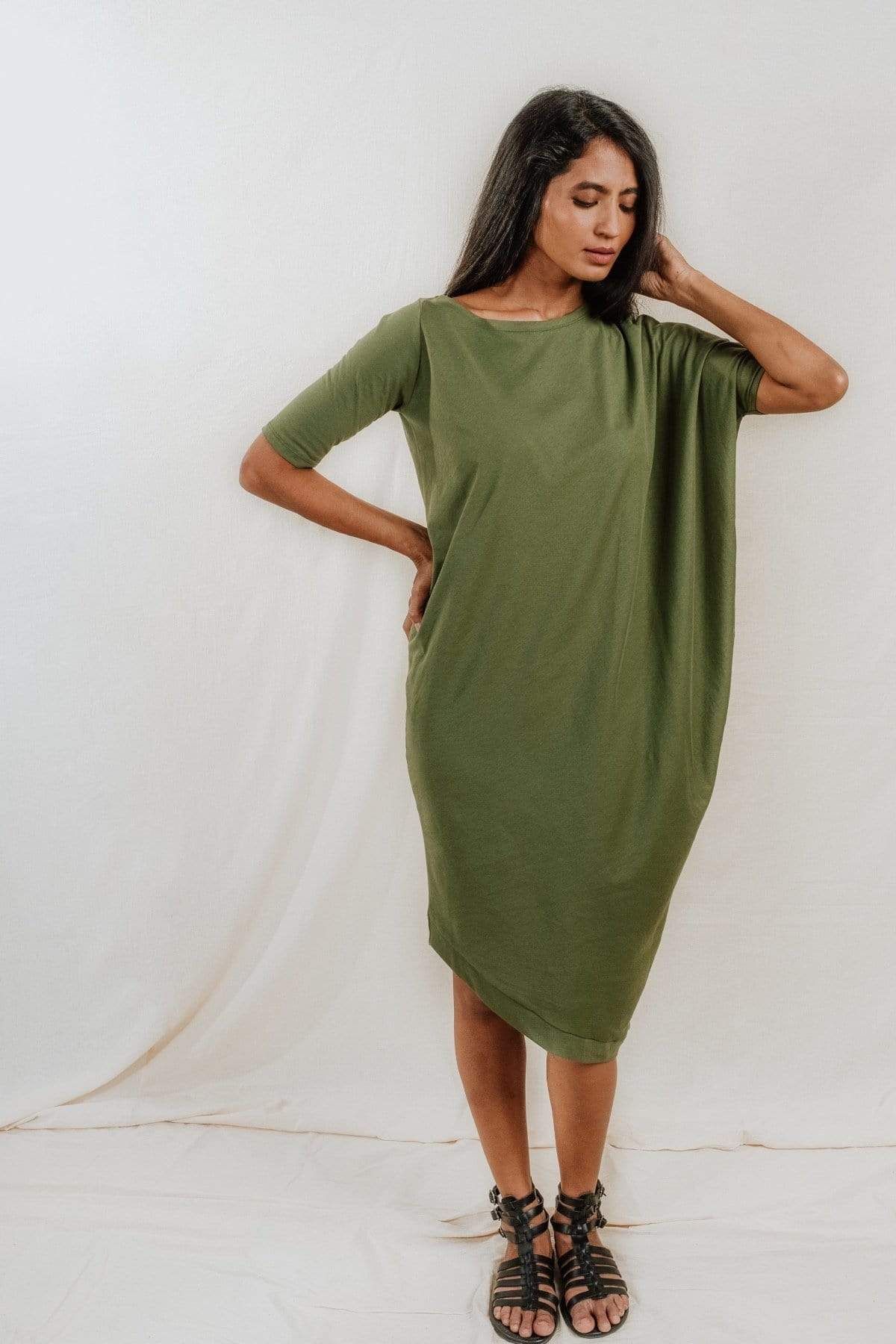 Roanne Drape Dress-No Nasties - Organic Cotton Clothing